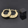 Oro Laminado Small Hoop, Gold Filled Style Filigree Design, Diamond Cutting Finish, Golden Finish, 02.63.0479