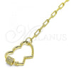 Oro Laminado Fancy Bracelet, Gold Filled Style Heart Design, with White Micro Pave, Polished, Golden Finish, 03.341.0069.07