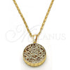 Oro Laminado Pendant Necklace, Gold Filled Style with White Cubic Zirconia, Diamond Cutting Finish, Golden Finish, 04.63.1351.18