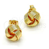 Oro Laminado Stud Earring, Gold Filled Style Love Knot Design, Polished, Golden Finish, 02.63.2373