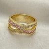 Oro Laminado Multi Stone Ring, Gold Filled Style with Pink and White Cubic Zirconia, Polished, Golden Finish, 01.210.0045.14.08 (Size 8)