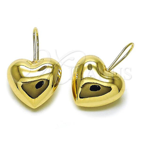 Oro Laminado Stud Earring, Gold Filled Style Heart and Hollow Design, Polished, Golden Finish, 02.163.0361