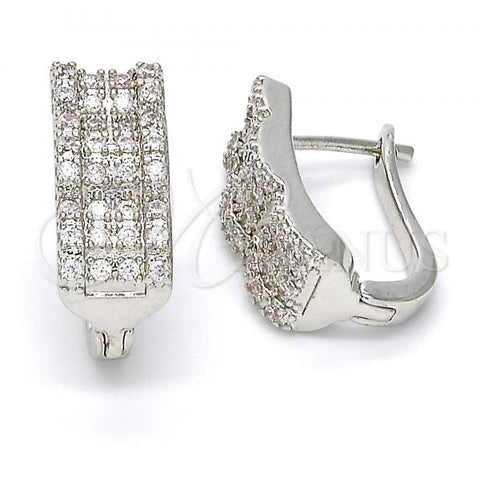 Rhodium Plated Huggie Hoop, with White Micro Pave, Polished, Rhodium Finish, 02.217.0035.1.15