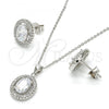 Sterling Silver Earring and Pendant Adult Set, with White and White Cubic Zirconia, Polished, Rhodium Finish, 10.174.0238