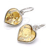 Rhodium Plated Dangle Earring, Heart Design, with Light Silk Swarovski Crystals, Polished, Rhodium Finish, 02.239.0003.9