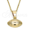 Oro Laminado Fancy Pendant, Gold Filled Style Ball Design, Diamond Cutting Finish, Golden Finish, 5.183.038