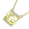 Oro Laminado Pendant Necklace, Gold Filled Style Cross Design, with White Micro Pave, Polished, Golden Finish, 04.341.0038.18
