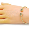 Oro Laminado Individual Bangle, Gold Filled Style with Green and White Micro Pave, Polished, Golden Finish, 07.368.0001.1
