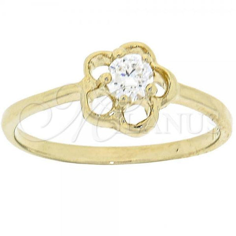 Oro Laminado Multi Stone Ring, Gold Filled Style Flower Design, with White Cubic Zirconia, Polished, Golden Finish, 5.166.030.08 (Size 8)