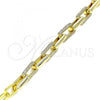 Oro Laminado Fancy Bracelet, Gold Filled Style Paperclip Design, with White Micro Pave, Polished, Golden Finish, 03.341.0115.07