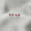 Sterling Silver Stud Earring, Butterfly Design, Black Enamel Finish, Silver Finish, 02.406.0007.02