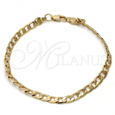 Gold Tone Basic Bracelet, Curb Design, Polished, Golden Finish, 04.242.0026.09GT