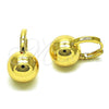 Oro Laminado Huggie Hoop, Gold Filled Style Ball Design, Polished, Golden Finish, 02.195.0215.14