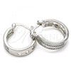 Rhodium Plated Small Hoop, with White Micro Pave, Polished, Rhodium Finish, 02.210.0271.4.20