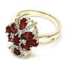 Oro Laminado Multi Stone Ring, Gold Filled Style with Ruby and White Cubic Zirconia, Polished, Golden Finish, 01.210.0099.1.07 (Size 7)