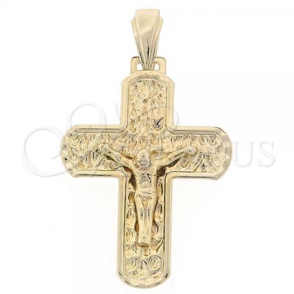 Oro Laminado Religious Pendant, Gold Filled Style Diamond Cutting Finish, Golden Finish, 05.16.0134
