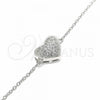 Sterling Silver Fancy Bracelet, Heart Design, with White Cubic Zirconia, Polished, Rhodium Finish, 03.336.0094.07