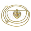 Oro Laminado Pendant Necklace, Gold Filled Style Heart Design, with Garnet Micro Pave, Polished, Golden Finish, 04.156.0031.2.20