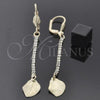 Oro Laminado Long Earring, Gold Filled Style Leaf Design, with  Cubic Zirconia, Golden Finish, 5.081.012