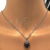 Rhodium Plated Pendant Necklace, Heart Design, with Amethyst Swarovski Crystals and White Micro Pave, Polished, Rhodium Finish, 04.239.0004.1.16
