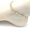 Oro Laminado Fancy Anklet, Gold Filled Style Mariner and Dolphin Design, Polished, Golden Finish, 03.63.2276.10