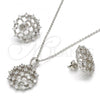 Sterling Silver Earring and Pendant Adult Set, with White Cubic Zirconia, Polished, Rhodium Finish, 10.175.0025