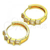Oro Laminado Huggie Hoop, Gold Filled Style with White Cubic Zirconia, Polished, Golden Finish, 02.210.0719.20