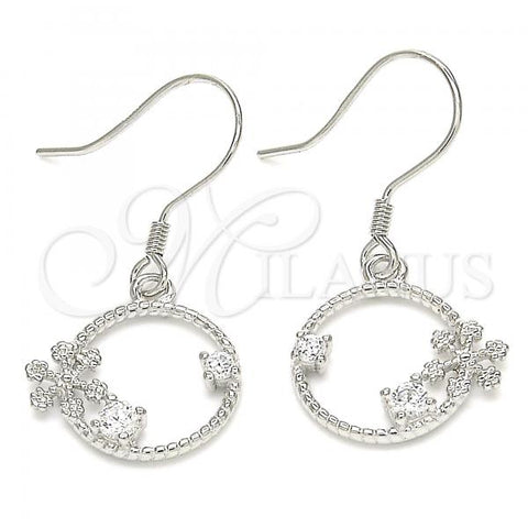Sterling Silver Dangle Earring, with White Cubic Zirconia, Polished, Rhodium Finish, 02.366.0013