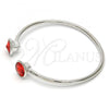 Rhodium Plated Individual Bangle, with Padparadscha Swarovski Crystals, Polished, Rhodium Finish, 07.239.0014.3 (03 MM Thickness, One size fits all)