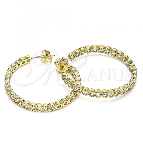 Oro Laminado Stud Earring, Gold Filled Style with White Cubic Zirconia, Polished, Golden Finish, 02.156.0541