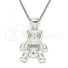 Sterling Silver Fancy Pendant, Teddy Bear and Heart Design, Polished,, 05.398.0027