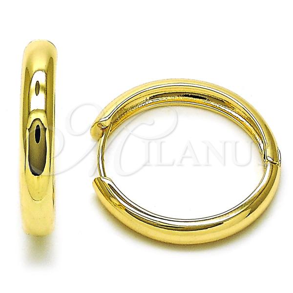 Oro Laminado Huggie Hoop, Gold Filled Style Chunky Design, Polished, Golden Finish, 02.195.0305.30