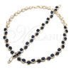 Oro Laminado Necklace and Bracelet, Gold Filled Style Heart Design, with Sapphire Blue and White Cubic Zirconia, Polished, Golden Finish, 06.284.0010.2