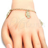 Oro Laminado Charm Bracelet, Gold Filled Style Owl Design, Polished, Golden Finish, 03.63.2033.08