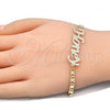 Oro Laminado Fancy Bracelet, Gold Filled Style Nameplate Design, Polished, Golden Finish, 03.63.1977.08