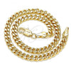 Oro Laminado Basic Anklet, Gold Filled Style Miami Cuban Design, Polished, Golden Finish, 04.63.1397.10