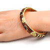Oro Laminado Individual Bangle, Gold Filled Style Heart Design, Brown Enamel Finish, Golden Finish, 07.246.0011.6.05 (11 MM Thickness, Size 5 - 2.50 Diameter)