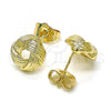 Oro Laminado Stud Earring, Gold Filled Style Love Knot Design, Polished, Golden Finish, 02.213.0165