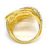 Oro Laminado Multi Stone Ring, Gold Filled Style with White Crystal, Polished, Golden Finish, 01.241.0041.09 (Size 9)