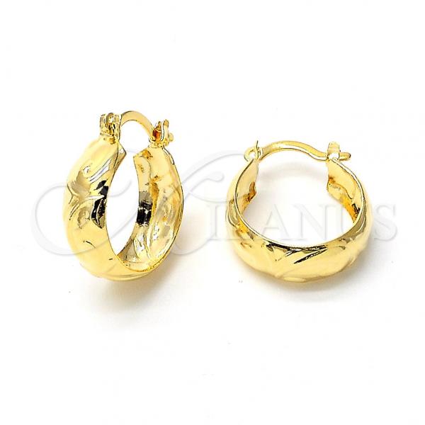 Oro Laminado Small Hoop, Gold Filled Style Diamond Cutting Finish, Golden Finish, 107.045