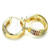 Oro Laminado Small Hoop, Gold Filled Style with Multicolor Cubic Zirconia, Polished, Golden Finish, 02.210.0273.3.20