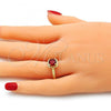 Oro Laminado Multi Stone Ring, Gold Filled Style with Garnet Cubic Zirconia, Polished, Golden Finish, 01.284.0044.1.07