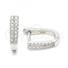 Sterling Silver Huggie Hoop, with White Cubic Zirconia, Polished, Rhodium Finish, 02.332.0070.10