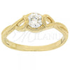 Oro Laminado Multi Stone Ring, Gold Filled Style Solitaire Design, with White Cubic Zirconia, Polished, Golden Finish, 5.166.023.09 (Size 9)