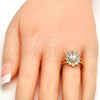 Oro Laminado Multi Stone Ring, Gold Filled Style with White Cubic Zirconia, Polished, Golden Finish, 01.205.0003.08 (Size 8)