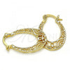 Oro Laminado Small Hoop, Gold Filled Style Filigree Design, Polished, Golden Finish, 5.147.013