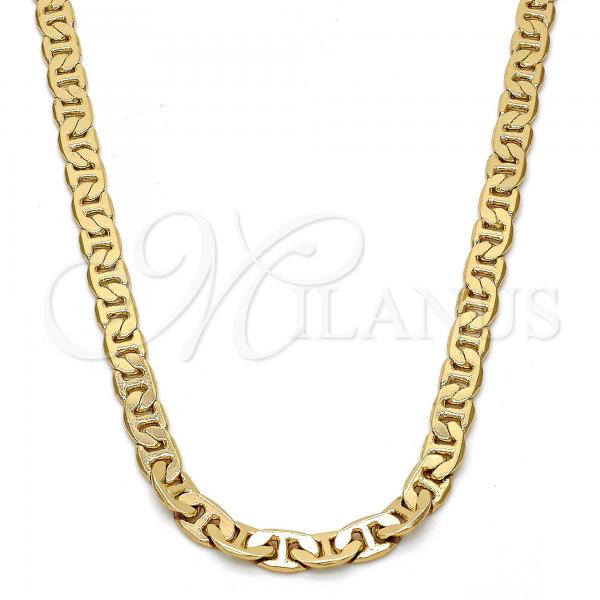 Gold Tone Basic Necklace, Mariner Design, Polished, Golden Finish, 04.242.0031.24GT