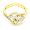 Oro Laminado Multi Stone Ring, Gold Filled Style Teardrop Design, with White Cubic Zirconia, Polished, Golden Finish, 01.221.0008.06 (Size 6)