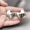 Rhodium Plated Stud Earring, Heart and Hollow Design, Polished, Rhodium Finish, 02.163.0371.1