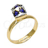 Oro Laminado Multi Stone Ring, Gold Filled Style with Bermuda Blue Swarovski Crystals, Polished, Golden Finish, 01.239.0003.7 (One size fits all)
